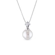 FRESHWATER PEARL AND DIAMOND PENDANT IN WHITE GOLD - PEARL PENDANTS - PEARL JEWELRY