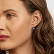 ROUND TANZANITE EARRINGS IN 14K WHITE GOLD - TANZANITE EARRINGS - EARRINGS
