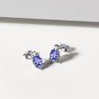 BOUCLES D'OREILLES EN OR BLANC AVEC TANZANITES OVALES - BOUCLES D’OREILLES EN TANZANITE - BOUCLES D'OREILLES