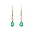 GOLD PENDANT EARRINGS WITH EMERALDS AND DIAMONDS - EMERALD EARRINGS - EARRINGS