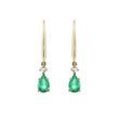 GOLD PENDANT EARRINGS WITH EMERALDS AND DIAMONDS - EMERALD EARRINGS - EARRINGS