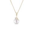 FRESHWATER PEARL AND DIAMOND GOLD NECKLACE - PEARL PENDANTS - PEARL JEWELRY