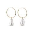 GOLD HOOPS WITH FRESHWATER PEARLS - PEARL EARRINGS - PEARL JEWELRY
