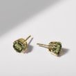 BOUCLES D'OREILLES EN OR JAUNE ET MOLDAVITES - BOUCLES D'OREILLES EN MOLDAVITE - BOUCLES D'OREILLES