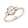 Morganite and diamond ring in yellow gold