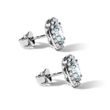 AQUAMARINE AND DIAMOND HALO EARRINGS IN WHITE GOLD - AQUAMARINE EARRINGS - EARRINGS