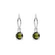 ROUND MOLDAVITE EARRINGS IN 14 WHITE GOLD - MOLDAVITE EARRINGS - EARRINGS