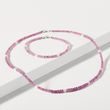 PINK SAPPHIRE BRACELET WITH PEARLS IN WHITE GOLD - MINERAL BRACELETS - BRACELETS
