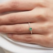 RING WITH DIAMONDS AND A GREEN EMERALD IN YELLOW GOLD - EMERALD RINGS - 