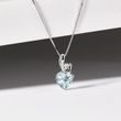 HERZHALSKETTE AUS WEISSGOLD MIT AQUAMARIN UND DIAMANT - KETTEN MIT AQUAMARIN - KETTEN