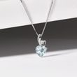 HEART NECKLACE WITH AQUAMARINE AND DIAMOND - AQUAMARINE NECKLACES - NECKLACES