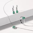 EMERALD AND DIAMOND WHITE GOLD NECKLACE - EMERALD NECKLACES - 