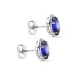 BOUCLES D'OREILLES OVALES EN OR BLANC, SAPHIR ET DIAMANT - BOUCLES D'OREILLES EN SAPHIR - BOUCLES D'OREILLES