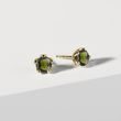 OHRSTECKER MIT MOLDAVITEN IN GELBGOLD - OHRRINGE MIT MOLDAVIT - OHRRINGE