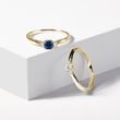 GOLDRING MIT BLAUEM SAPHIR UND DIAMANTEN - SAPHIRVERLOBUNGSRINGE - VERLOBUNGSRINGE