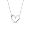 Heart-shaped necklace with diamonds in white gold