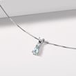 AQUAMARINE AND DIAMOND PENDANT NECKLACE IN WHITE GOLD - AQUAMARINE NECKLACES - NECKLACES