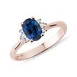 BAGUE DE FIANÇAILLES EN OR ROSE AVEC SAPHIR ET DIAMANTS - BAGUES DE FIANÇAILLES EN SAPHIR - BAGUES DE FIANÇAILLES