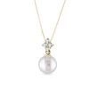 PEARL AND DIAMOND PENDANT IN YELLOW GOLD - PEARL PENDANTS - PEARL JEWELLERY