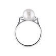 PEARL AND DIAMOND WHITE GOLD RING - PEARL RINGS - PEARL JEWELRY