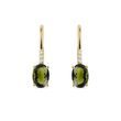 MOLDAVITE AND DIAMOND GOLD DROP EARRINGS - MOLDAVITE EARRINGS - EARRINGS