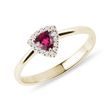 Rubellite and diamond ring in yellow gold