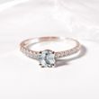 DIAMOND RING IN ROSE GOLD WITH AQUAMARINE - AQUAMARINE RINGS - RINGS