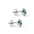 OVAL EMERALD AND DIAMOND WHITE GOLD HALO STUD EARRINGS - EMERALD EARRINGS - EARRINGS