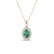 EMERALD AND DIAMOND PENDANT IN YELLOW GOLD - EMERALD NECKLACES - NECKLACES