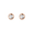 3 mm diamond bezel earrings in rose gold