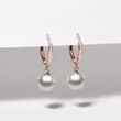 BOUCLES D'OREILLES PERLES EN OR ROSE AVEC DIAMANTS - BOUCLES D'OREILLES EN PERLES - PERLES