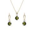 MOLDAVITE AND DIAMOND GOLD JEWELRY SET - GEMSTONE SETS - FINE JEWELRY