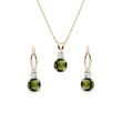 MOLDAVITE AND DIAMOND GOLD JEWELRY SET - JEWELRY SETS - FINE JEWELRY