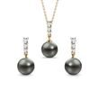 TAHITIAN PEARL AND DIAMOND GOLD JEWELRY SET - PEARL SETS - PEARL JEWELRY
