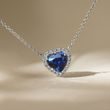 SAPPHIRE HEART NECKLACE WITH DIAMONDS IN WHITE GOLD - SAPPHIRE NECKLACES - NECKLACES