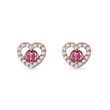 Heart earrings with tourmalines in rose gold