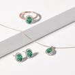 EMERALD AND DIAMOND OVAL PENDANT IN ROSE GOLD - EMERALD NECKLACES - NECKLACES