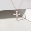 Diamond cross pendant in rose gold