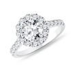 BAGUE AURÉOLE DIAMANT EN OR BLANC 14 CARATS - BAGUES AVEC DIAMANTS DE SYNTHÈSE - BAGUES DE FIANÇAILLES
