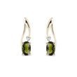 BOUCLES D'OREILLES EN OR AVEC MOLDAVITES ET DIAMANTS - BOUCLES D'OREILLES EN MOLDAVITE - BOUCLES D'OREILLES