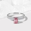 TOURMALINE AND DIAMOND ENGAGEMENT SET IN WHITE GOLD - ENGAGEMENT AND WEDDING MATCHING SETS - ENGAGEMENT RINGS