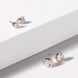 PUCES D'OREILLES EN OR ROSE AVEC DIAMANTS 4 MM - PUCES D'OREILLES EN DIAMANT - BOUCLES D'OREILLES