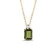 HALSKETTE MIT MOLDAVIT UND DIAMANT IN GELBGOLD - KETTEN MIT MOLDAVIT - KETTEN