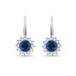Round sapphire and diamond earrings in white gold
