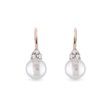 FRESHWATER PEARL AND DIAMOND ROSE GOLD EARRINGS - PEARL EARRINGS - PEARL JEWELRY