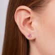 PINK SAPPHIRE STUD EARRINGS IN WHITE GOLD - SAPPHIRE EARRINGS - EARRINGS