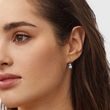 BOUCLES D'OREILLES EN OR BLANC AVEC TOPAZE SWISS ET DIAMANTS - BOUCLES D'OREILLES EN TOPAZE - BOUCLES D'OREILLES