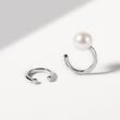 BAGUE D'OREILLE EN OR BLANC ET PERLE D'EAU DOUCE - BOUCLES D'OREILLES EN PERLES - PERLES