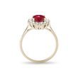 ROUND RUBY AND HALO DIAMOND GOLD RING - RUBY ENGAGEMENT RINGS - ENGAGEMENT RINGS