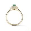 EMERALD AND DIAMOND GOLD HALO RING - EMERALD RINGS - RINGS